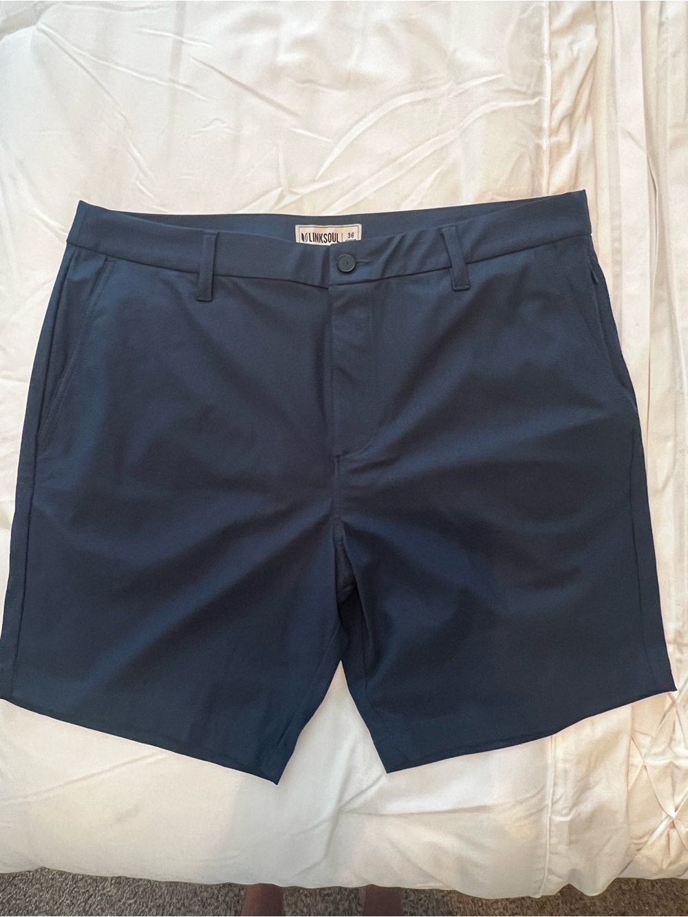 Linksoul Men's Navy Flat Front Golf Shorts